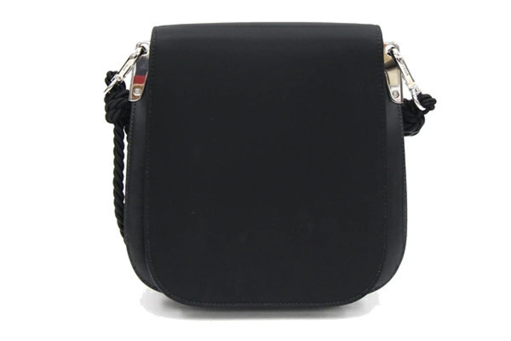 Prada Shoulder Leather Crossbody Fringe Black Bag Embroidery Black